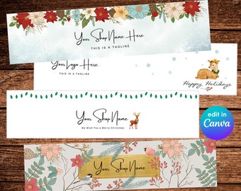 Christmas Etsy Shop Banner, Christmas Cover Photo,Christmas Etsy Banner, Pine Branches,Holiday Etsy banner,CANVA Etsy Shop Banner,