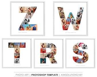 Letter Z photo collage ,Alphabet photo collage,Letter W photo collage,Letter T photo collage, Letter R photo collage, Letter S photo collage