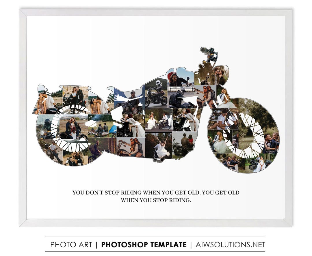 Motorcycle Photo Collage, Biker Gift Idea, Biker Keepsake, Motorcycle ...