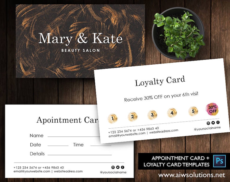 Free Coffee Card Template Free Salon Loyalty Business Card Etsy