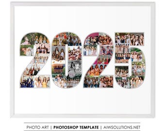 2025 anniversary gift idea, 2025new year photo collage template, number 2025 celebration collage,Year-end photo composition template