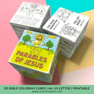 Parables of Jesus 3D Foldable Bible Coloring Cube | Christian Craft for Kids | Sunday School Printable, Bible Lesson Activity