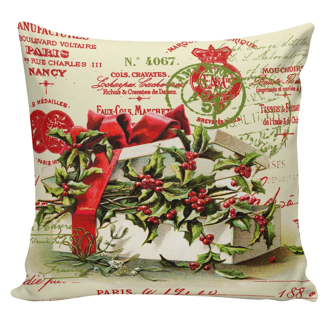Christmas Pillow Cushion Victorian Christmas Gifts French Etsy