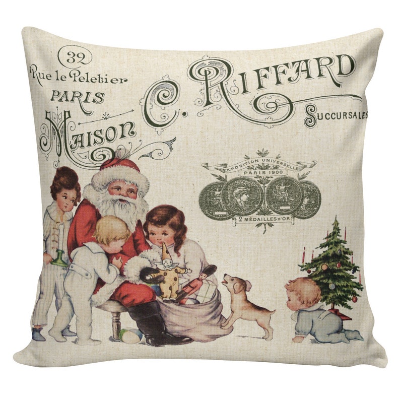 Christmas Pillow Cushion Victorian Christmas Santa French style pillow #CC0133 Christmas Country