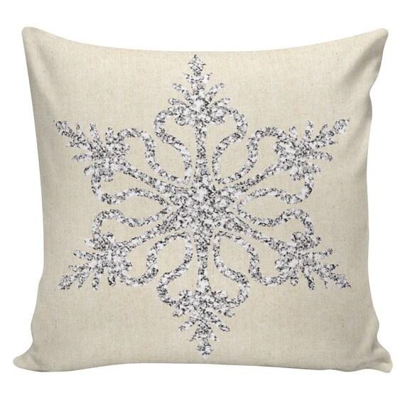 Christmas Pillow Cushion Silver Snowflake Pillow CC0062 Etsy