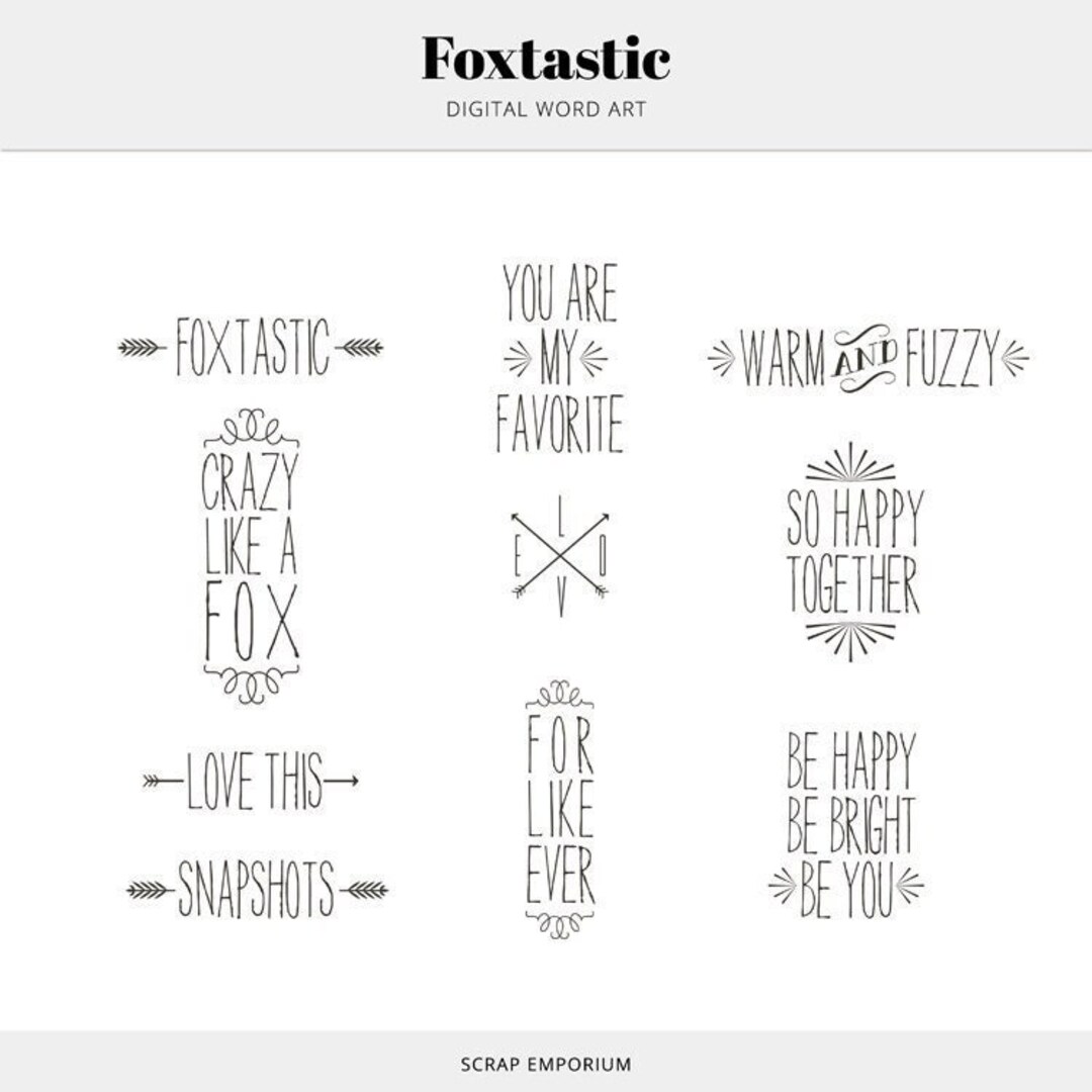 Foxtastic fall digital word art stamps project life digital etsy