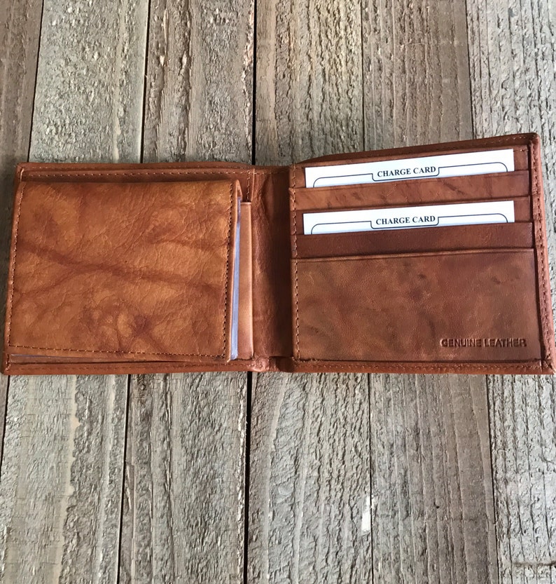 Mens brown leather bifold wallet nickel Winchester 12 gauge | Etsy