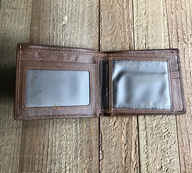 Mens brown leather bifold wallet nickel remington 12 gauge Etsy