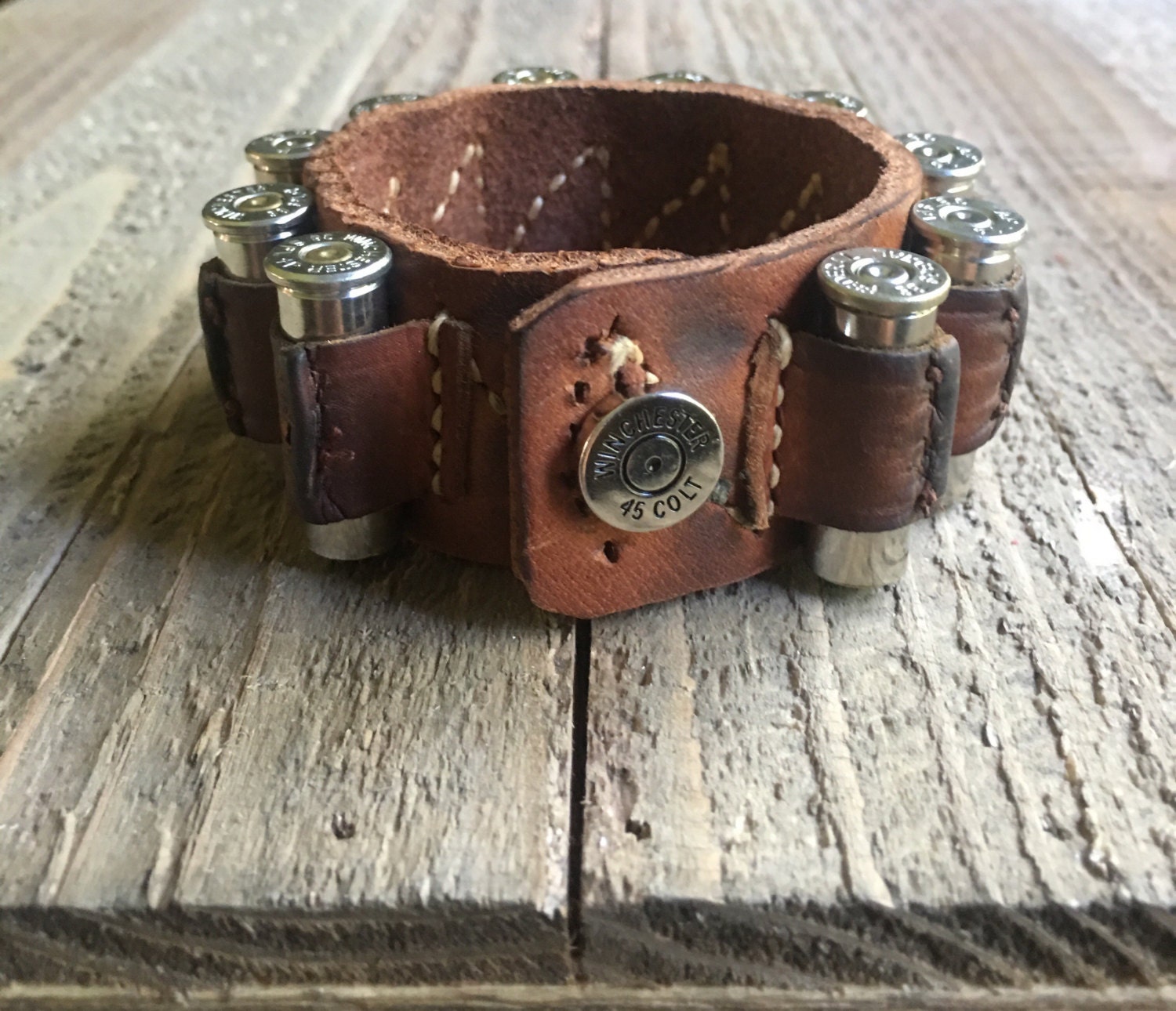 Ammo leather cuff bracelet unisex bullets mens fashion Etsy