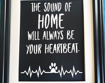 The sound of home paw print- glass framed 11 by 14 screenprint