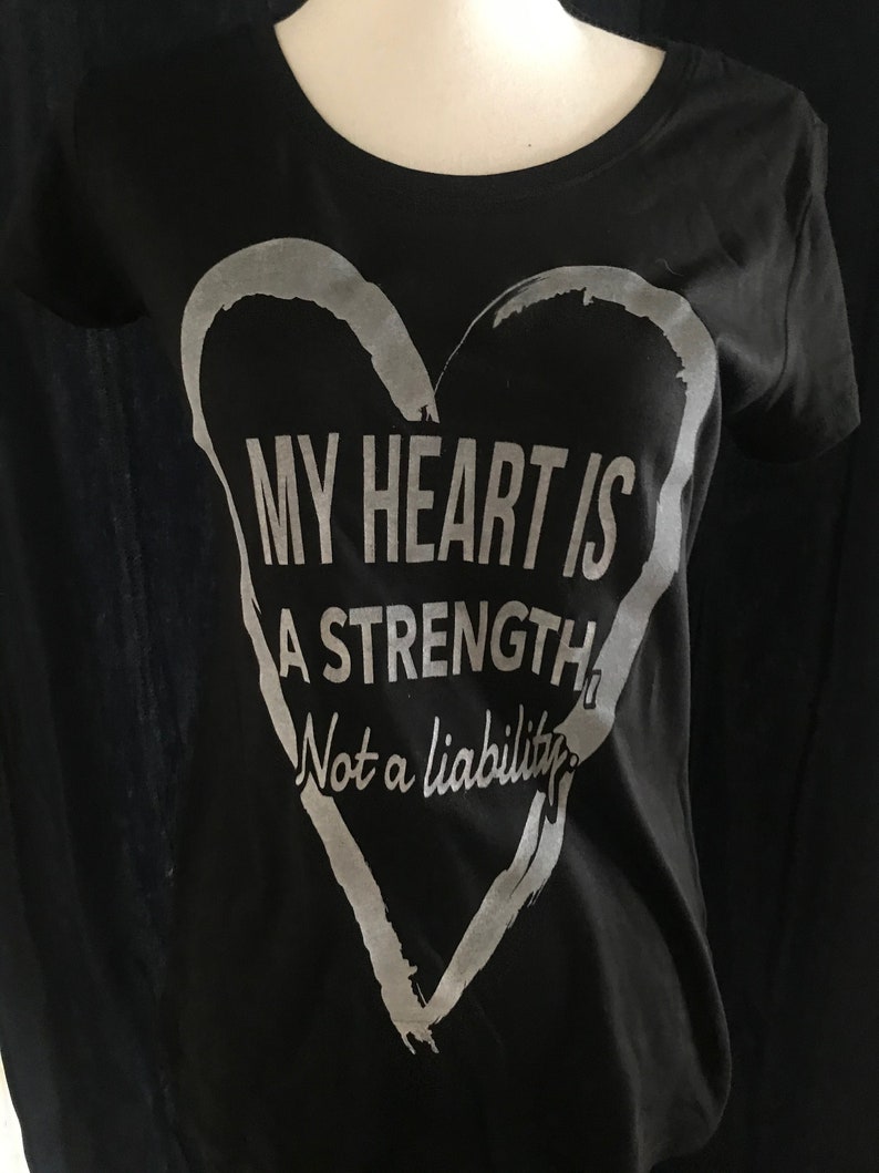 My heart is a strength Black Scoop Neck T-Shirt