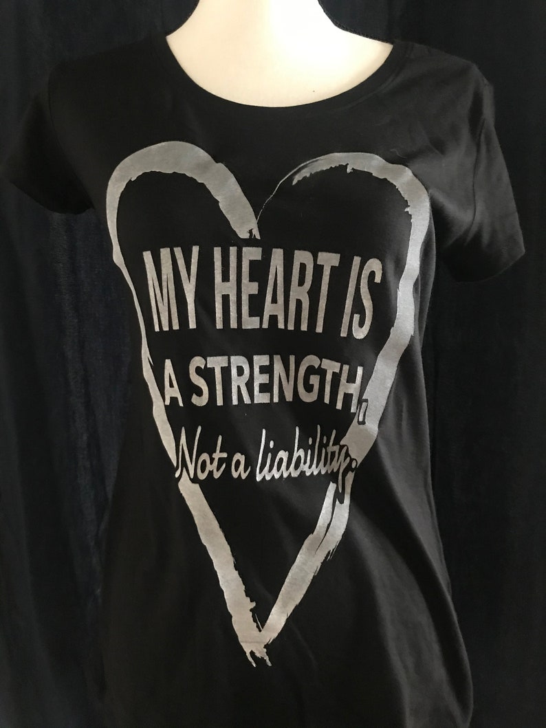 My heart is a strength Black Scoop Neck T-Shirt