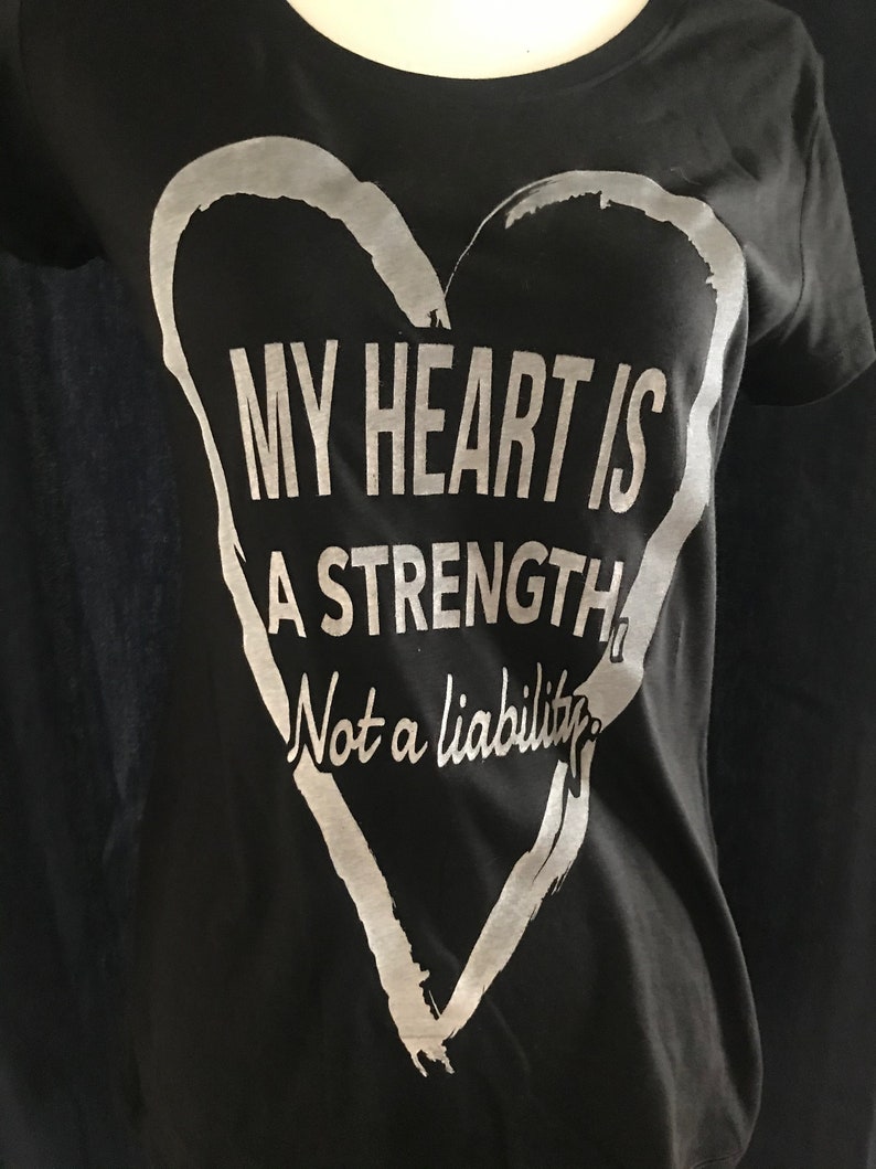My heart is a strength Black Scoop Neck T-Shirt