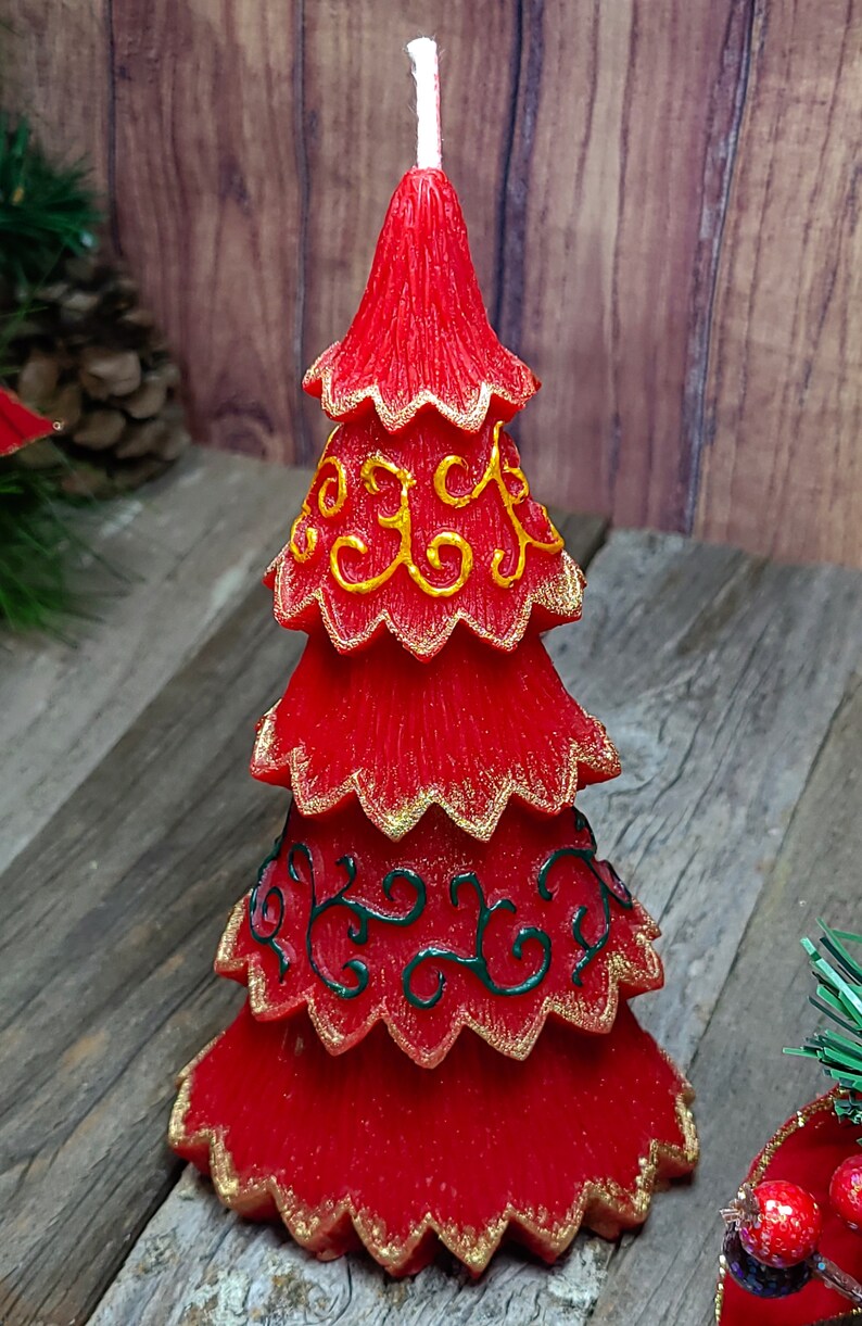 Large Christmas Tree Candle Whimsical Candle Scented  Etsy
