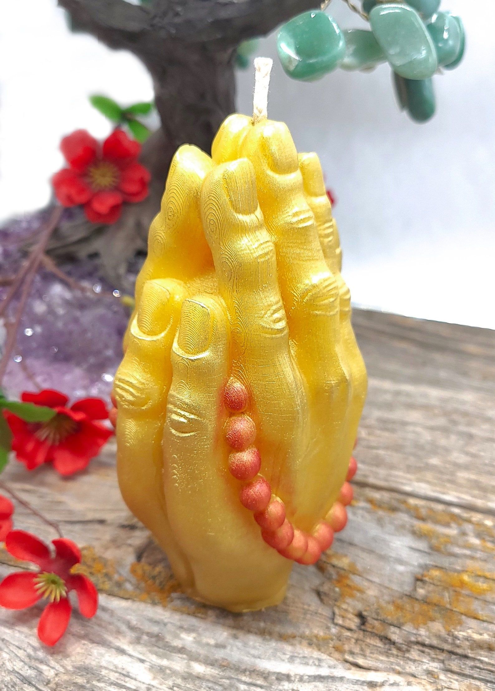 Praying Hands Candle Hand Poured Beeswax Candles Spiritual Etsy