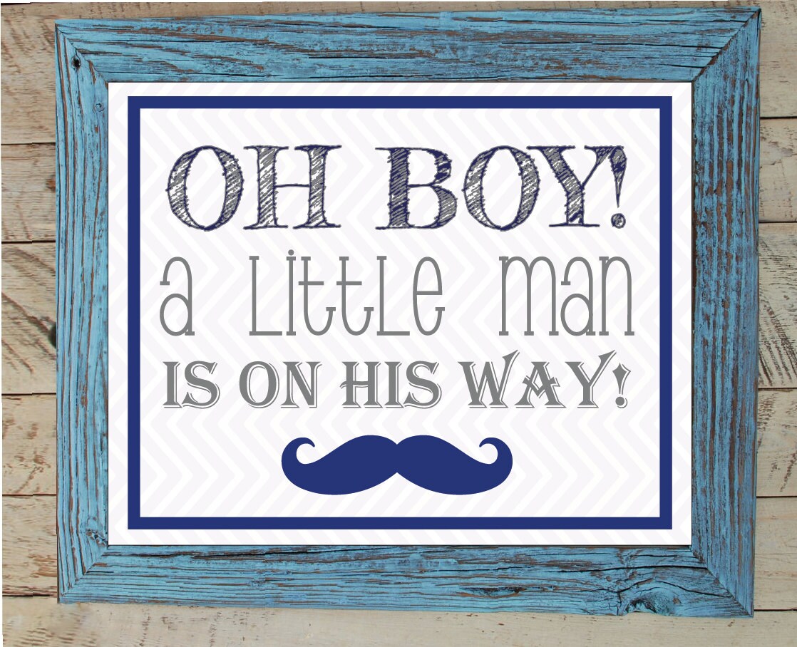 Baby Shower Sign OH Boy A Little Man Is On His Way 10 x Etsy