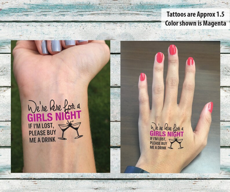 Bachelorette birthday Favor Tattoo Temporary Tattoos If I/'m Lost Girls Night Bachelorette Party Please Buy Me A Drink Pink