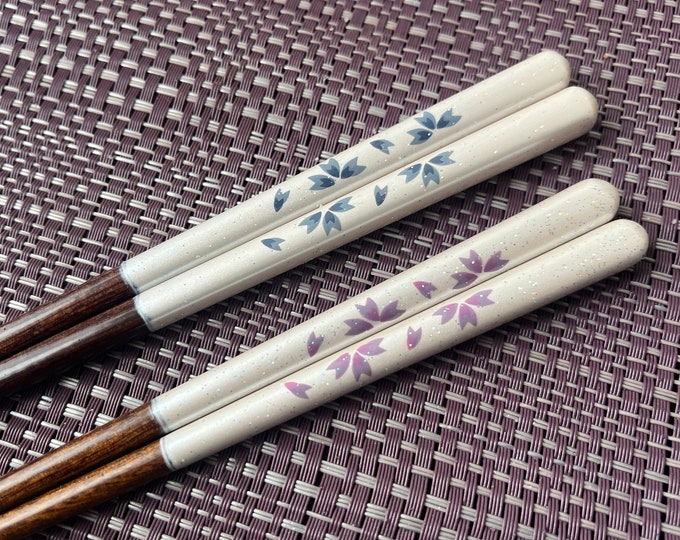 Sakura -Cherry Blossom Chopsticks- Dishwasher safe Japanese Chopsticks -Blue or Pink I Perfect gift for Sushi and Ramen lovers!