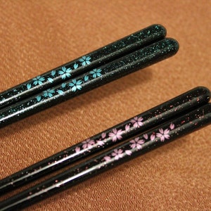 Sakura (Cherry Blossom)  Dishwasher Safe Japanese Chopsticks - Pink or Blue I Perfect gift for Sushi and Ramen lovers!