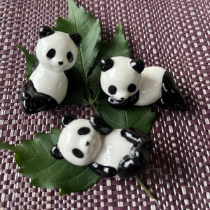 Panda Chopstick Rest: Cutlery Rests, Brush Holder, Pen Rest, Miniature Animal Ceramic Figurine I Desktop Decoration and Gift