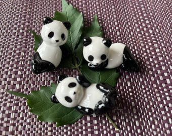 Panda Chopstick Rest: Cutlery Rests, Brush Holder, Pen Rest, Miniature Animal Ceramic Figurine I Desktop Decoration and Gift