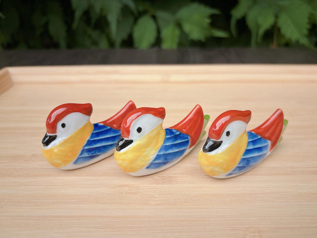 Mandarin Duck Chopstick Rest | Ceramic Cutlery Rest, Brush Holder