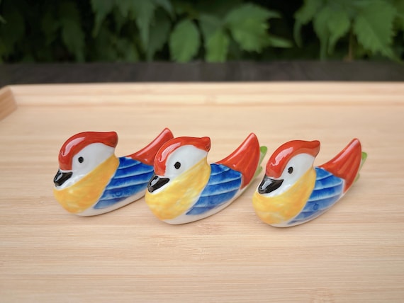 Mandarin Duck Chopstick Rest | Ceramic Cutlery Rest, Brush Holder