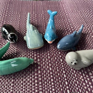 Variety of Sea Creature Chopstick Rests: Dolphin/Shark/Penguin/ Seal/Moray Eel I Miniature Animal Ceramic Figurine, Cutlery Rest, Brush Rest