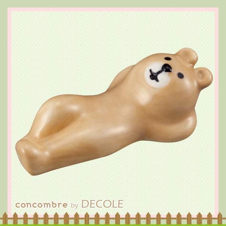 A Pair of Kawaii Rabbit and Bear Chopstick Rests Ceramic chopstick holder Cutlery Rests Tableware PotteryPorcelain