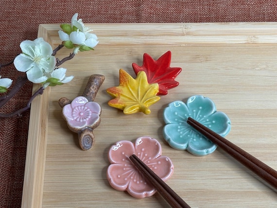 Japanese Botanic Chopstick Rest - Maple, Cherry Blossom, Plum