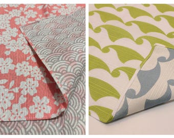 19" Reversible Furoshiki, "Cherry Blossoms and Waves, "Japanese Double-Sided Reusable Gift Wrapping Cloth
