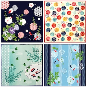 Furoshiki estivo da 20": "Serie pesci rossi", panno di cotone giapponese durevole e riutilizzabile per arazzi e panno ecologico per avvolgere