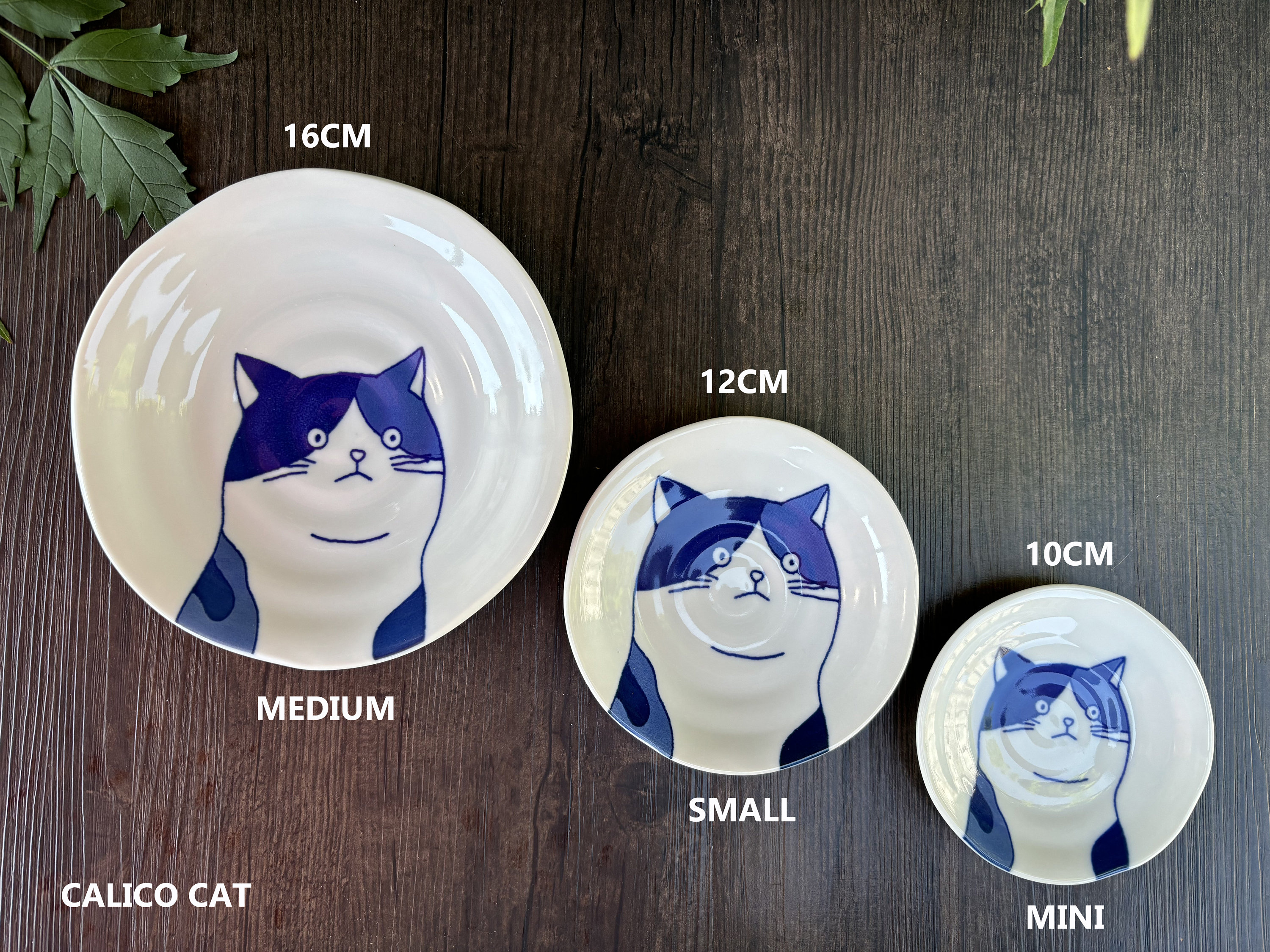 4.75インチ 日本の猫柄プレート – レトロスタイルの食器、ソース皿、猫