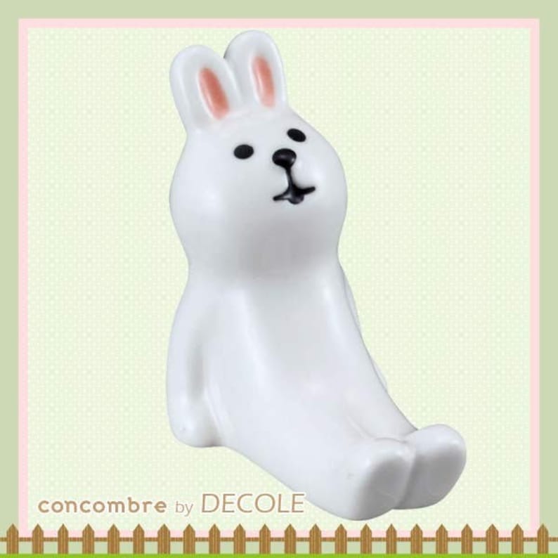 A Pair of Kawaii Rabbit and Bear Chopstick Rests Ceramic chopstick holder Cutlery Rests Tableware PotteryPorcelain