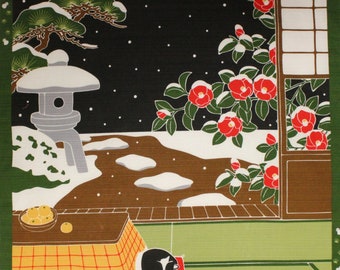 Furoshiki Giapponese 50x50 Cm - Asciugamano Da Imballaggio Con Motivo Gatto E Fiore Di Prugna - Foto 7