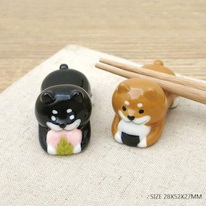 Dog (Shiba Inu) Chopstick Rests:  I Ceramic Cutlery Rest, Pen Holder, Brush Rest, Figurine, Desktop Ornament, Perfect Gift for Dog Lovers!