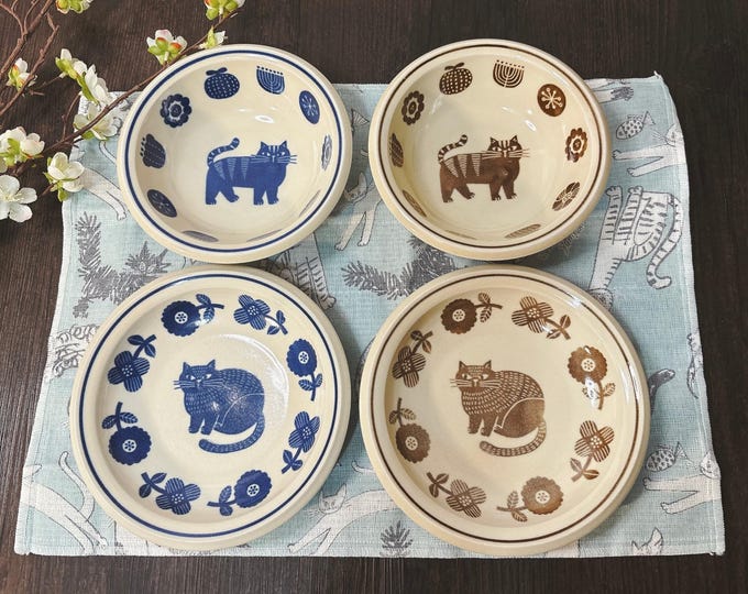 5.6” Small Cat Bowl / 6.3” Cat Plate I Lightweight Ceramic Mini Bowl, Side Dish, Trinket Dish, Serving Dish I Perfect Gift for Cat Lovers!