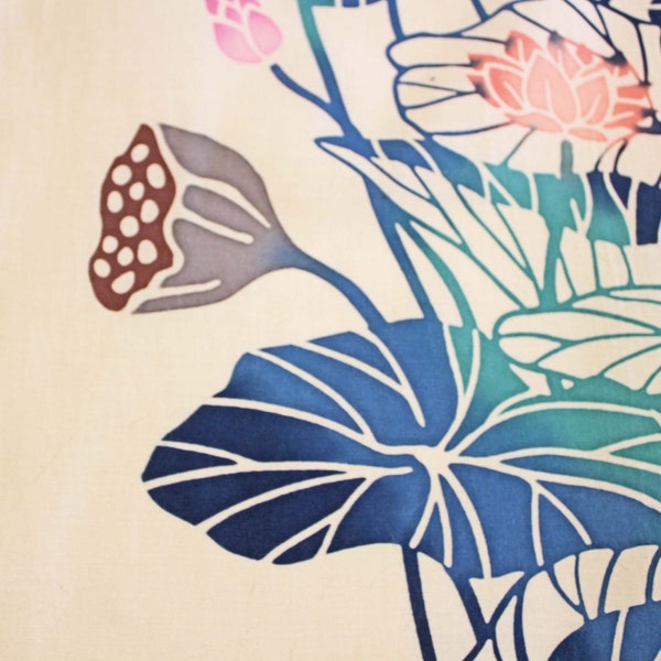 Japanese Lotus Cotton Fabric Etsy