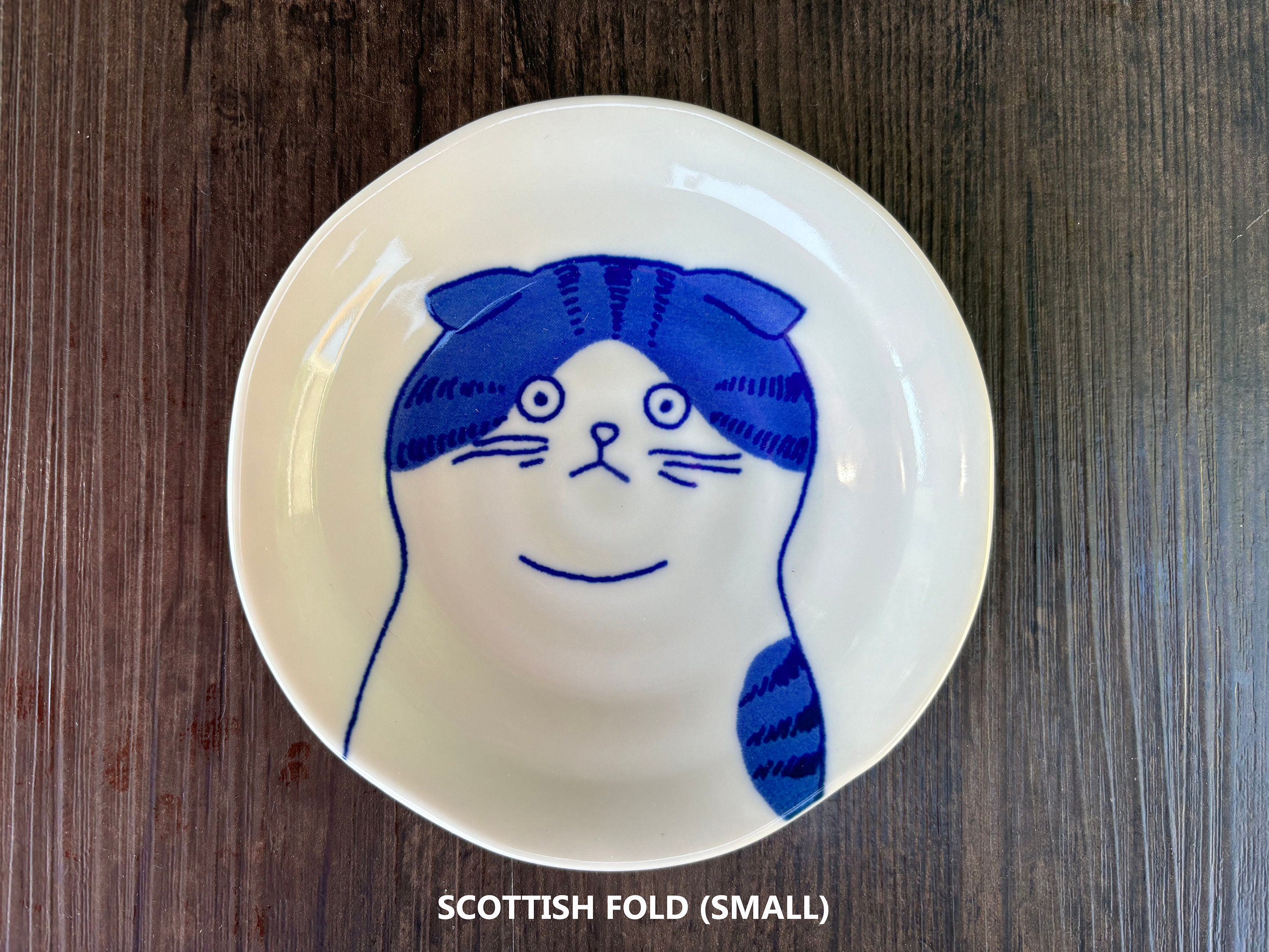 4.75インチ 日本の猫柄プレート – レトロスタイルの食器、ソース皿、猫