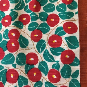 19" Yumeji Takehisa Furoshiki: Strawberries, Small Camellia, Japanese Reusable Gift Wrapping Cloth I Reusable Floral Cotton Fabric Cloth