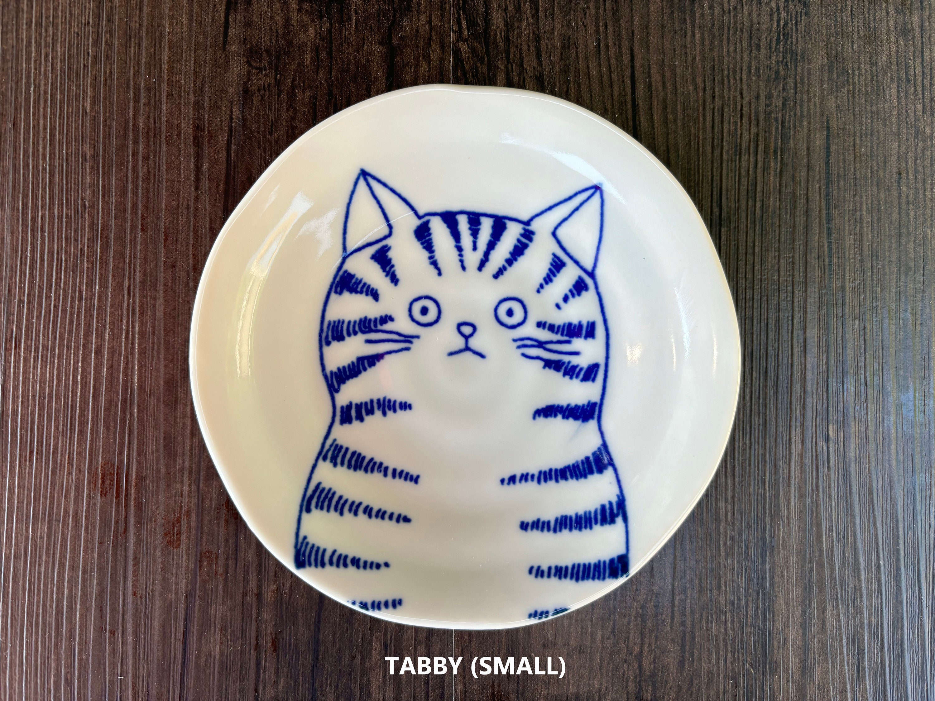 4.75インチ 日本の猫柄プレート – レトロスタイルの食器、ソース皿、猫