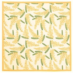 Furoshiki da 20": "Spring Yellow Mimosa", panno di cotone giapponese resistente e riutilizzabile per interni, copertura antipolvere e panno ecologico