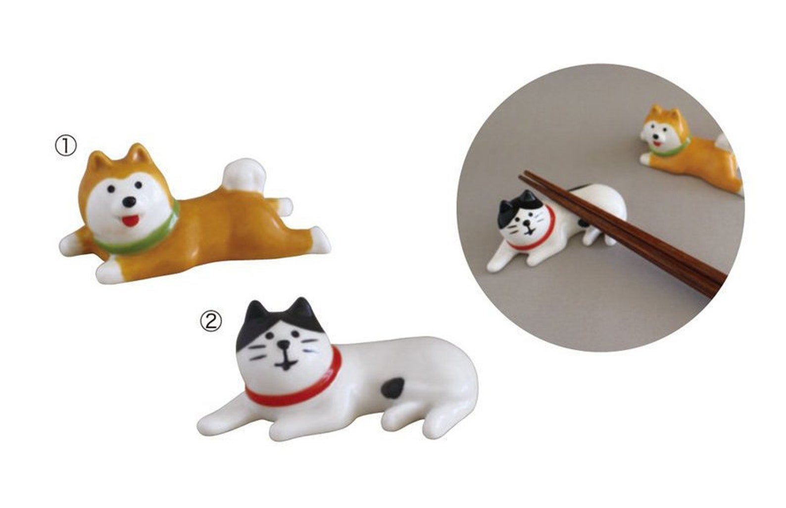 Kawaii Lying Cat and Dog shibainu Chopstick Rests Ceramic Etsy