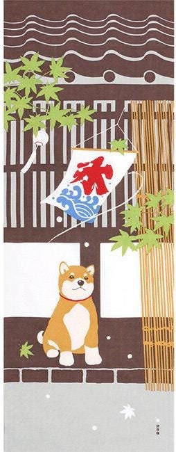 Soft Tenugui Towel: 'Cute Dog', Traditional Hand-Dyed Japanese Cotton Fabric for Tapestry, Cover and Gift