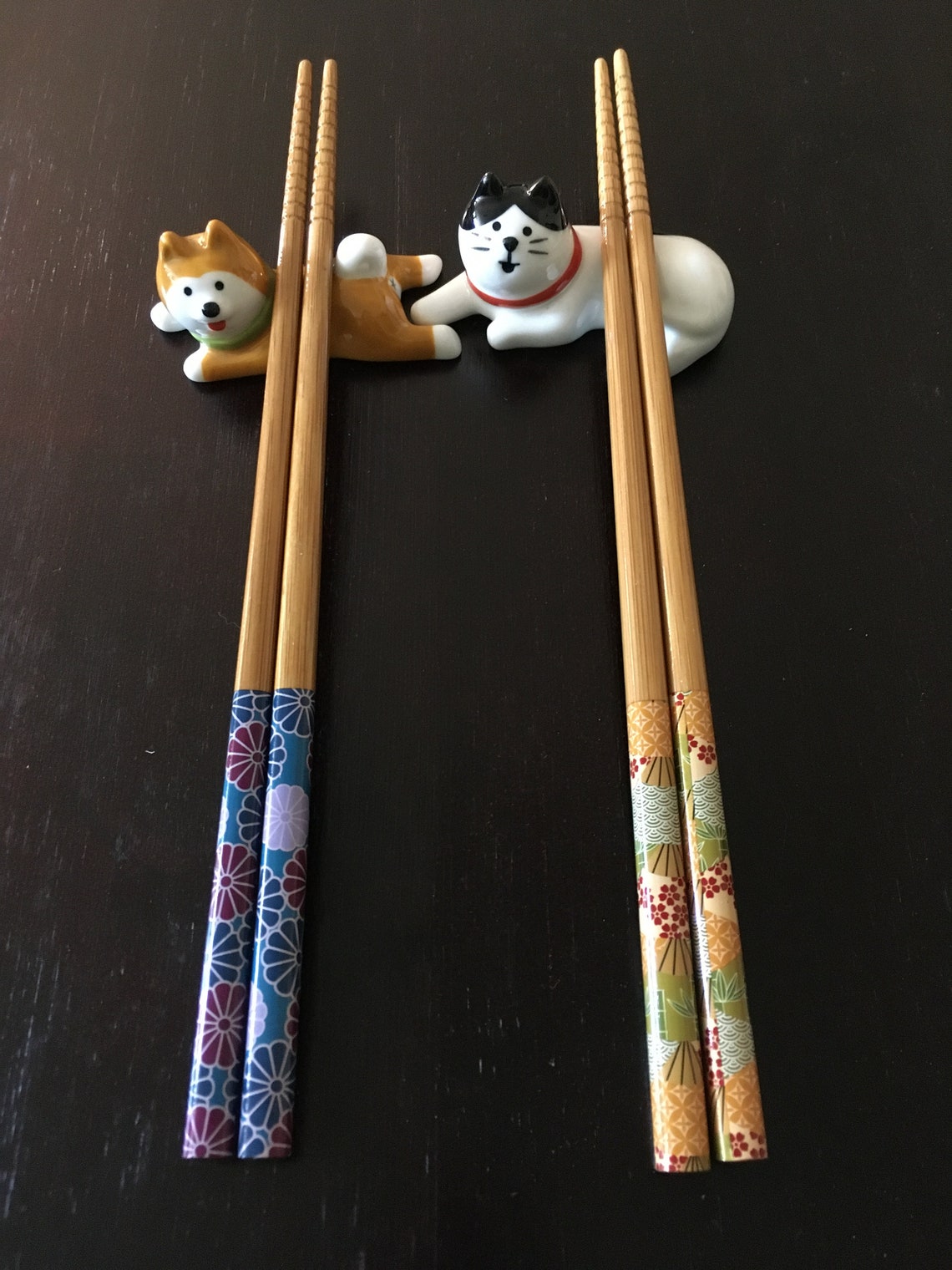 Kawaii Lying Cat and Dog shibainu Chopstick Rests Ceramic Etsy