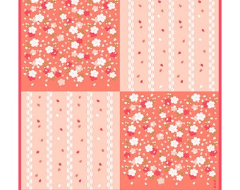 20" Floral Furoshiki: "Sakura Patterns", Japanese Durable & Reusable Wrapping Cotton Cloth for Interior, Dust Cover and Eco-Wrapping Cloth