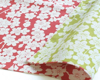 Reversible Furoshiki, Cherry Red/Light Green, 19” Japanese Reusable Gift Wrapping Cloth I Reusable Cotton Fabric Cloth for Eco-wrapping