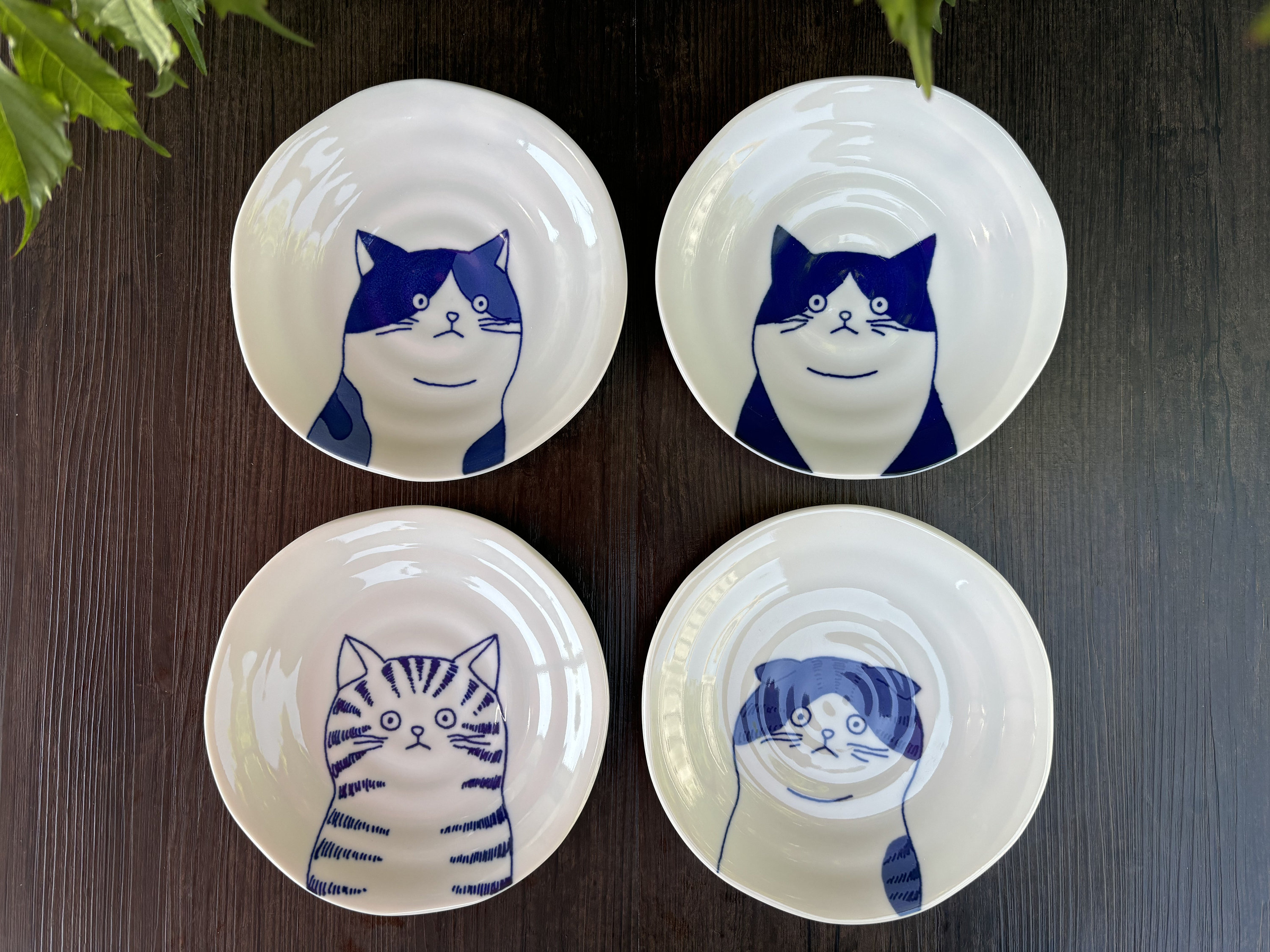 6.25" Medium Cat Plates I Japanese Mino Ware Ceramic Serving Plate for Small Salad, Dessert, Side Dish, Appetizer, Snack & Kid's Meal