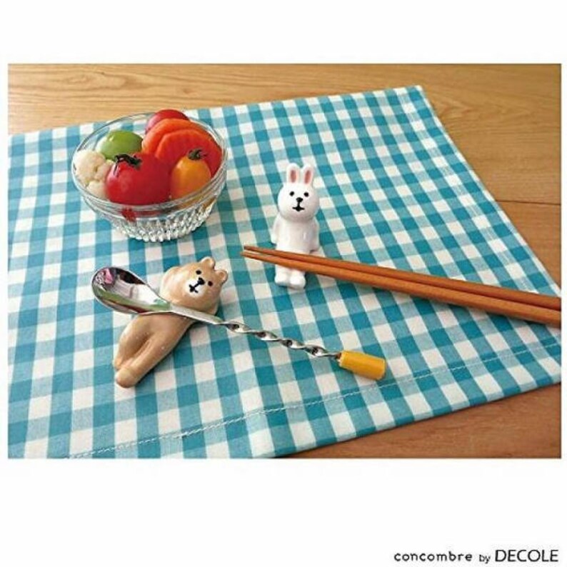 A Pair of Kawaii Rabbit and Bear Chopstick Rests Ceramic chopstick holder Cutlery Rests Tableware PotteryPorcelain