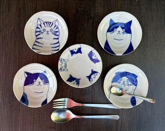 Cat Small Plates I Japanese Mino Ware Ceramic Dipping-sauce